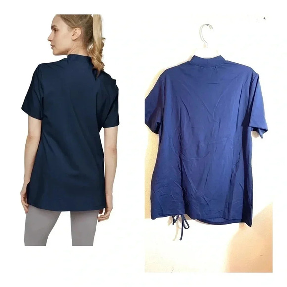 Wantdo L Workout Ruched Tunic Yoga Top Casual T Shirt Blue Antibacterial NEW - Picture 3 of 12